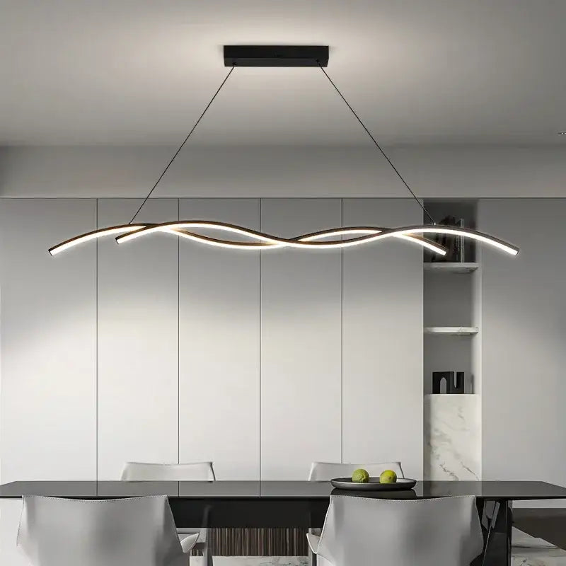 Modern wavy black & white led pendant lights for dining room