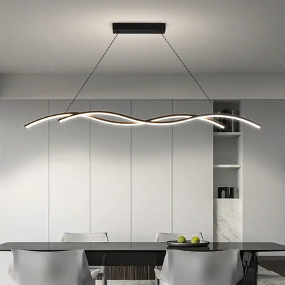 Modern wavy black & white led pendant lights for dining room