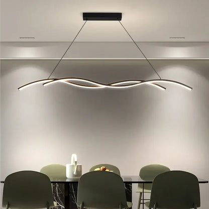Modern wavy black & white led pendant lights for dining room