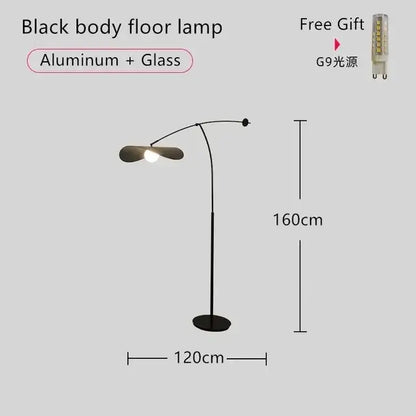 Modern black & gold led pendant lights living room leaf hanging lamp