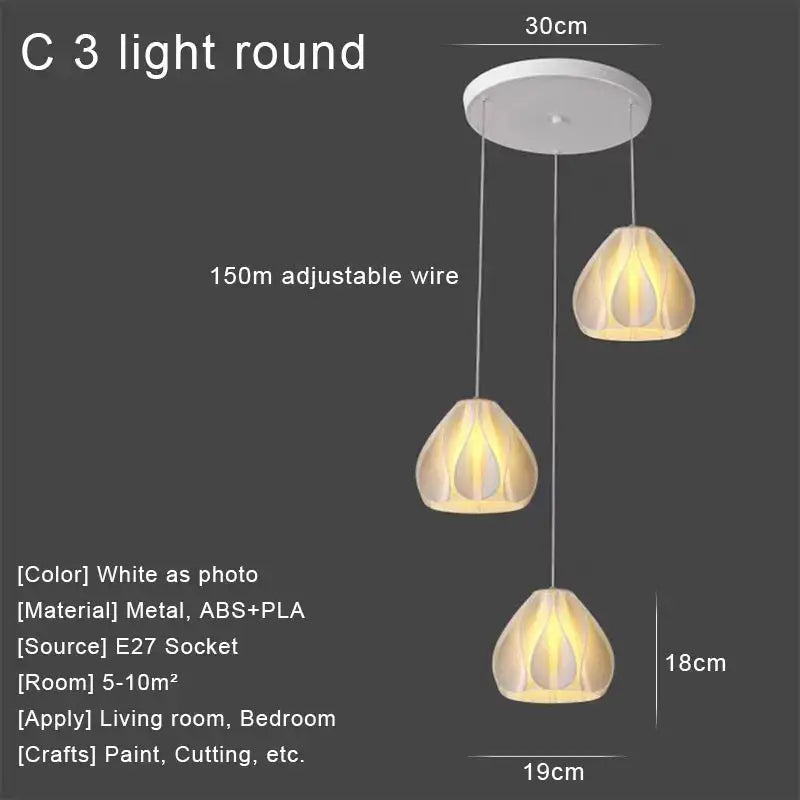 Modern cream fabric layered led pendant lights kitchen dining room