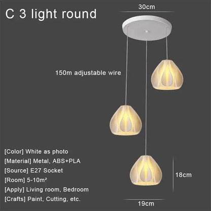 Modern cream fabric layered led pendant lights kitchen dining room