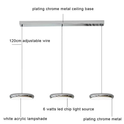 Modern cream fabric layered led pendant lights kitchen dining room