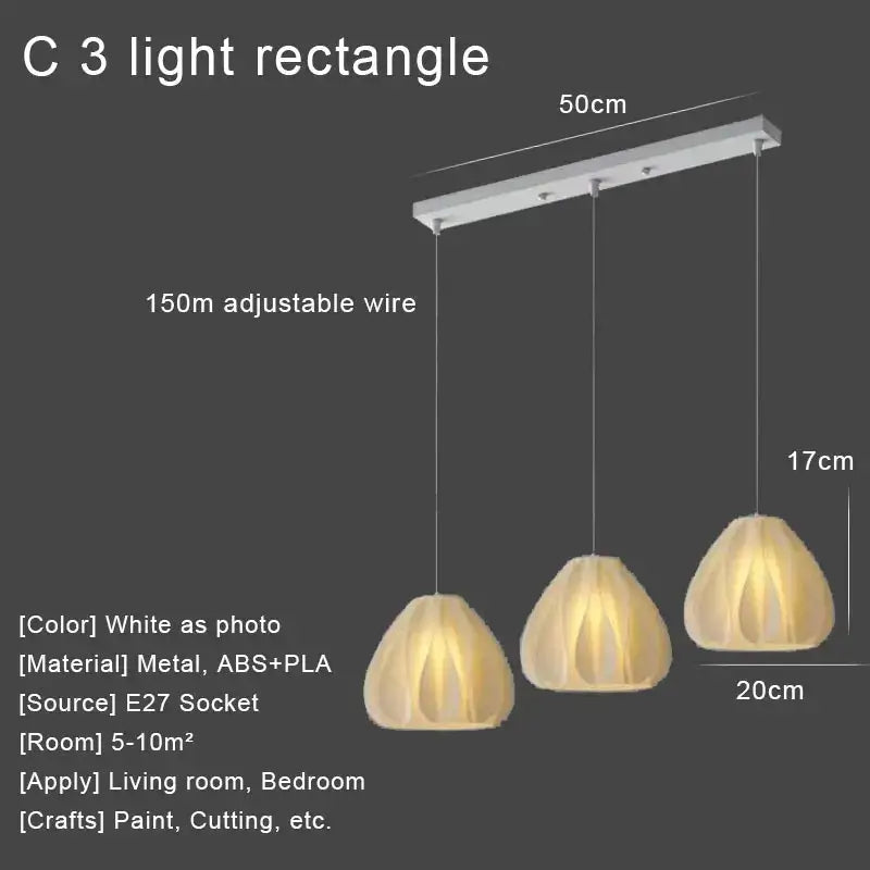 Modern cream fabric layered led pendant lights kitchen dining room