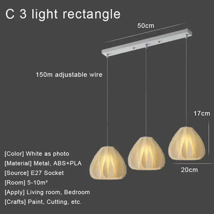 Modern cream fabric layered led pendant lights kitchen dining room