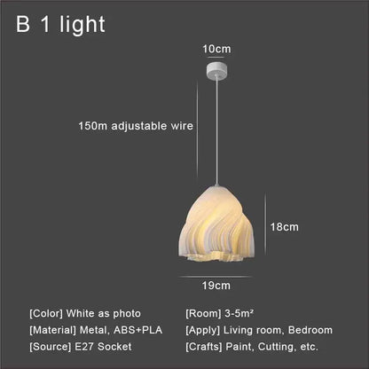 Modern cream fabric layered led pendant lights kitchen dining room