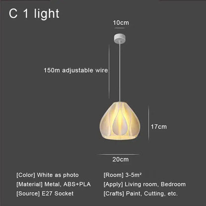 Modern cream fabric layered led pendant lights kitchen dining room