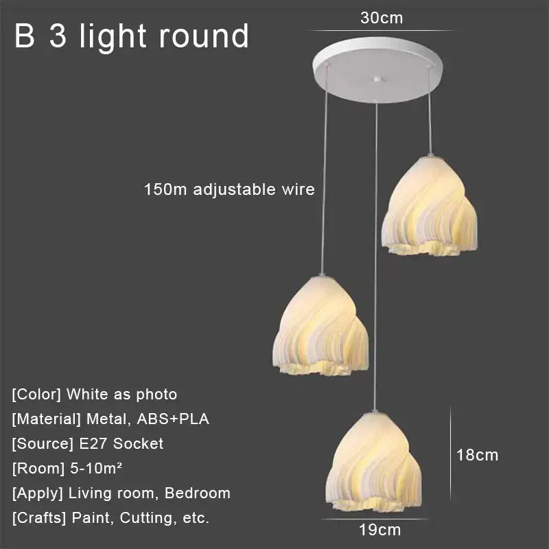 Modern cream fabric layered led pendant lights kitchen dining room