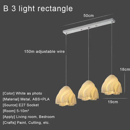 Modern cream fabric layered led pendant lights kitchen dining room