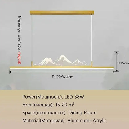 Modern gold mountain led pendant light for dining room