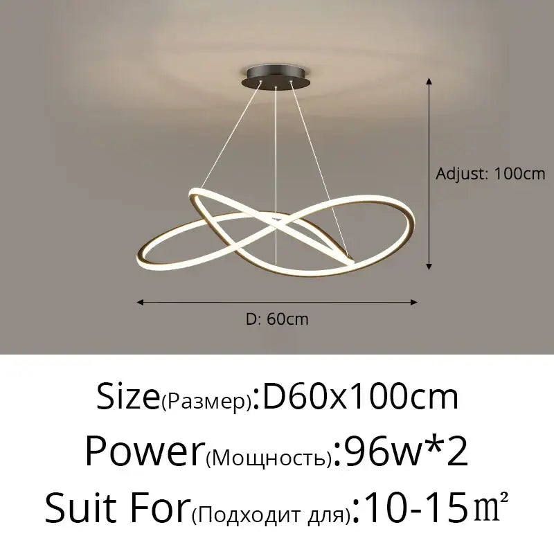 Modern minimalist interlocking ring led pendant lights dining room