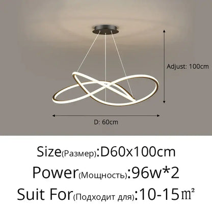 Modern minimalist interlocking ring led pendant lights dining room