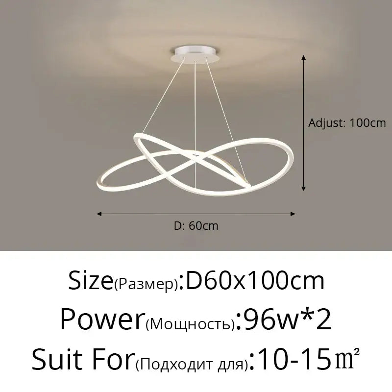 Modern minimalist interlocking ring led pendant lights dining room