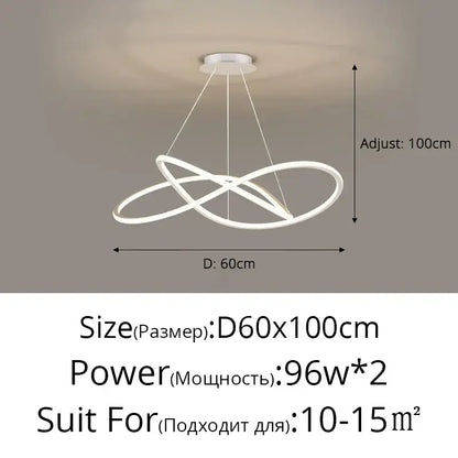Modern minimalist interlocking ring led pendant lights dining room