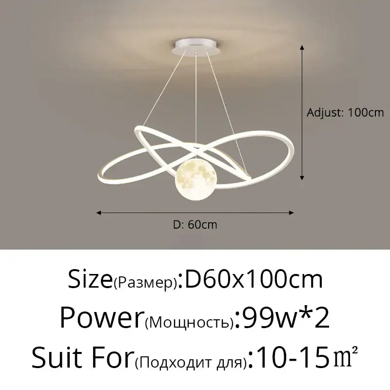 Modern minimalist interlocking ring led pendant lights dining room