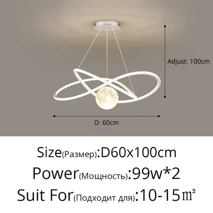 Modern minimalist interlocking ring led pendant lights dining room