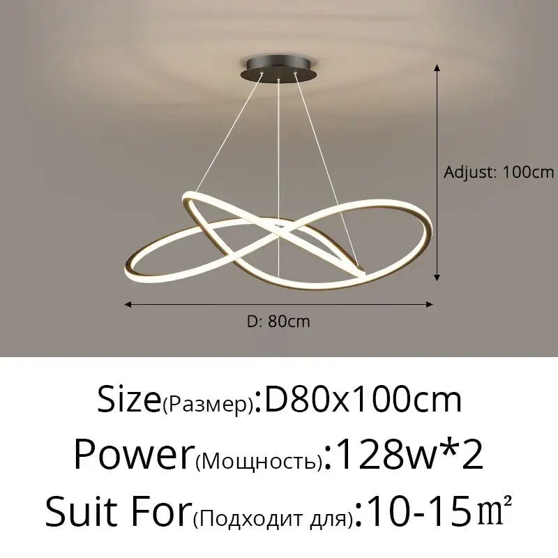 Modern minimalist interlocking ring led pendant lights dining room