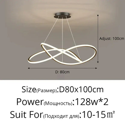 Modern minimalist interlocking ring led pendant lights dining room