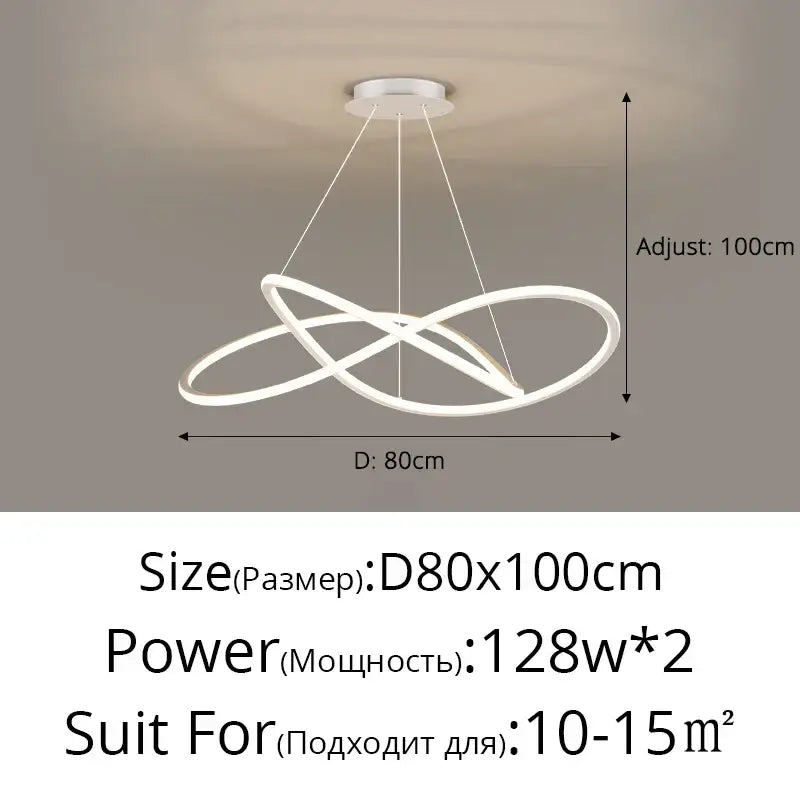 Modern minimalist interlocking ring led pendant lights dining room