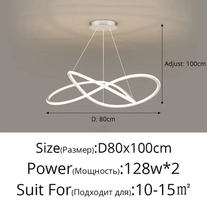Modern minimalist interlocking ring led pendant lights dining room