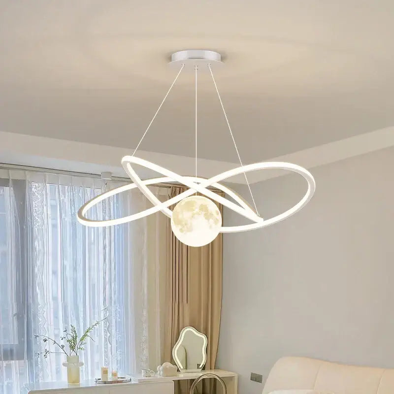 Modern minimalist interlocking ring led pendant lights dining room
