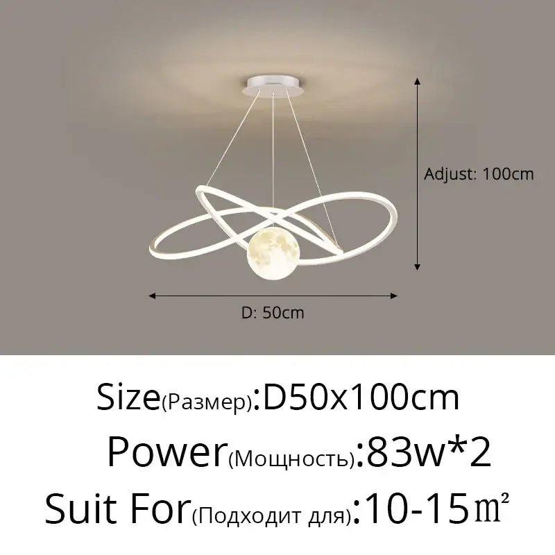 Modern minimalist interlocking ring led pendant lights dining room