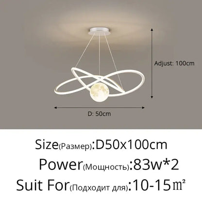 Modern minimalist interlocking ring led pendant lights dining room