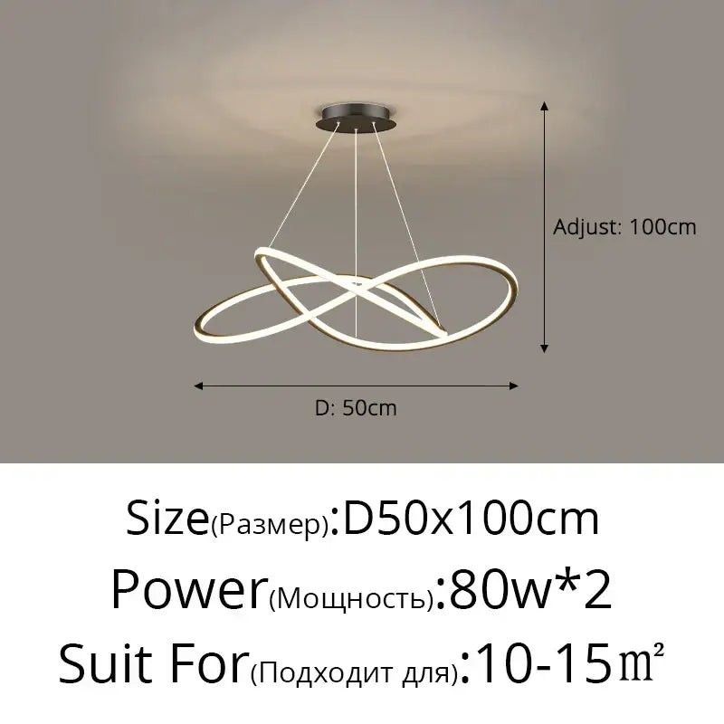 Modern minimalist interlocking ring led pendant lights dining room