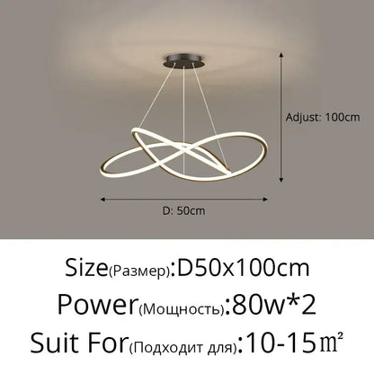 Modern minimalist interlocking ring led pendant lights dining room
