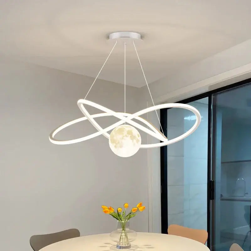 Modern minimalist interlocking ring led pendant lights dining room