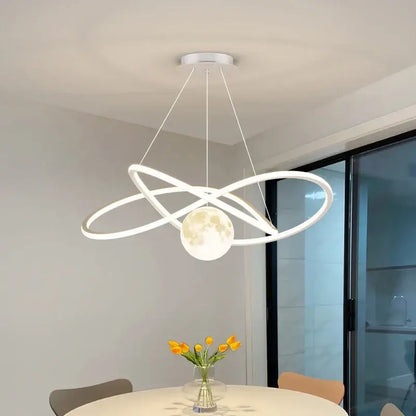 Modern minimalist interlocking ring led pendant lights dining room