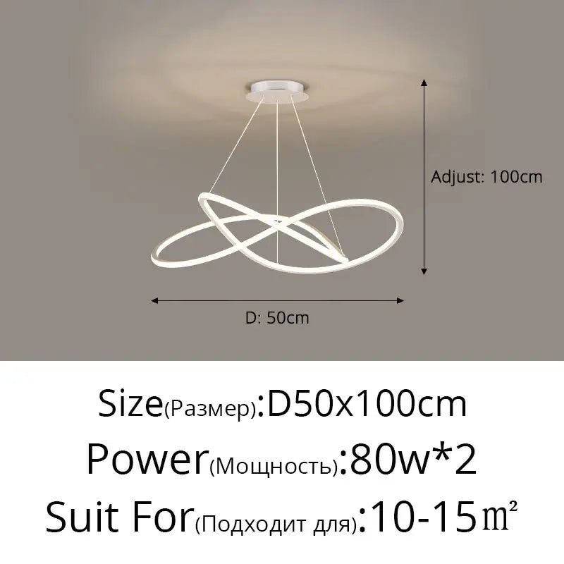 Modern minimalist interlocking ring led pendant lights dining room
