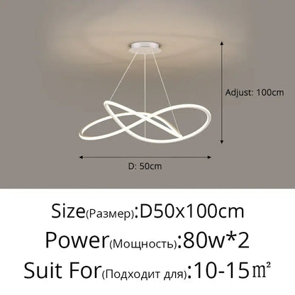 Modern minimalist interlocking ring led pendant lights dining room