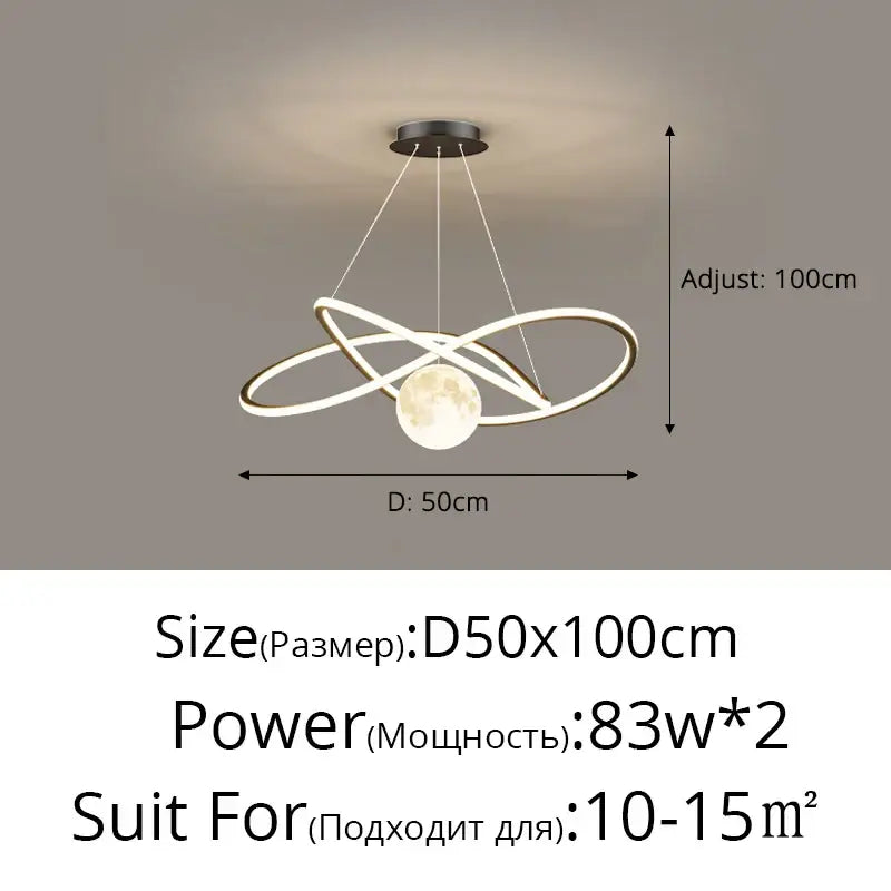 Modern minimalist interlocking ring led pendant lights dining room
