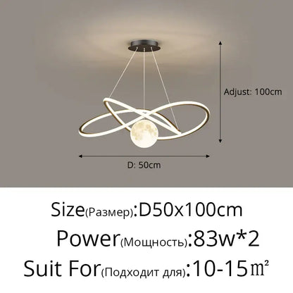 Modern minimalist interlocking ring led pendant lights dining room