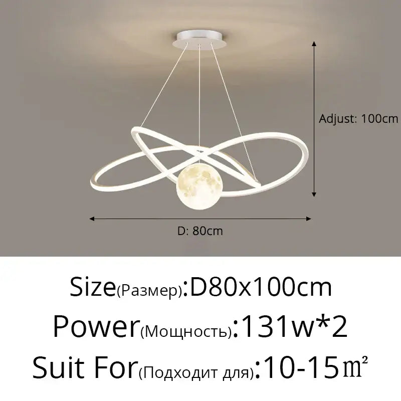 Modern minimalist interlocking ring led pendant lights dining room