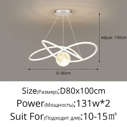 Modern minimalist interlocking ring led pendant lights dining room