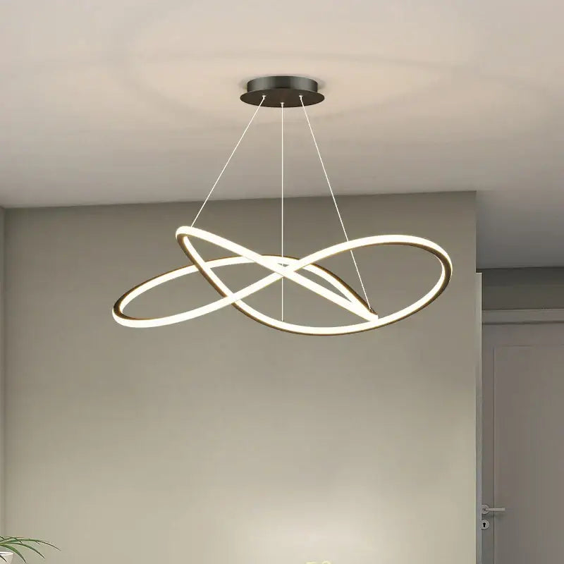 Modern minimalist interlocking ring led pendant lights dining room