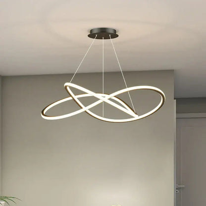 Modern minimalist interlocking ring led pendant lights dining room
