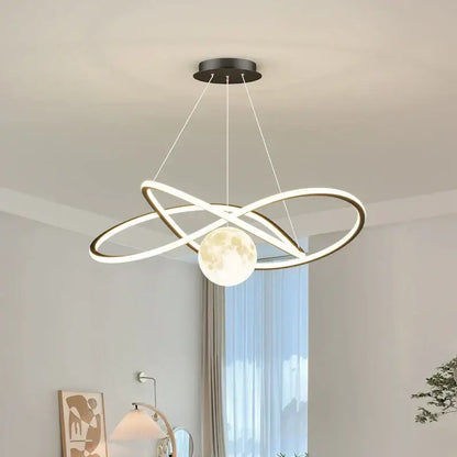 Modern minimalist interlocking ring led pendant lights dining room