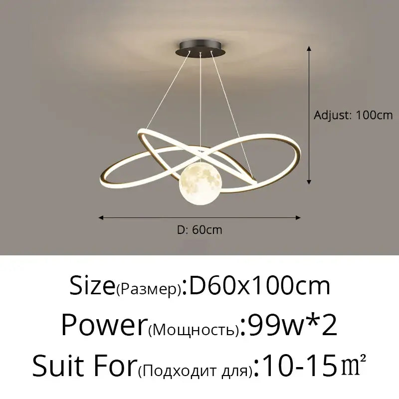 Modern minimalist interlocking ring led pendant lights dining room