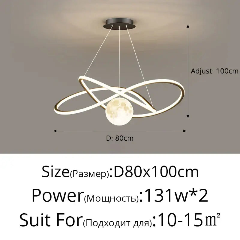 Modern minimalist interlocking ring led pendant lights dining room