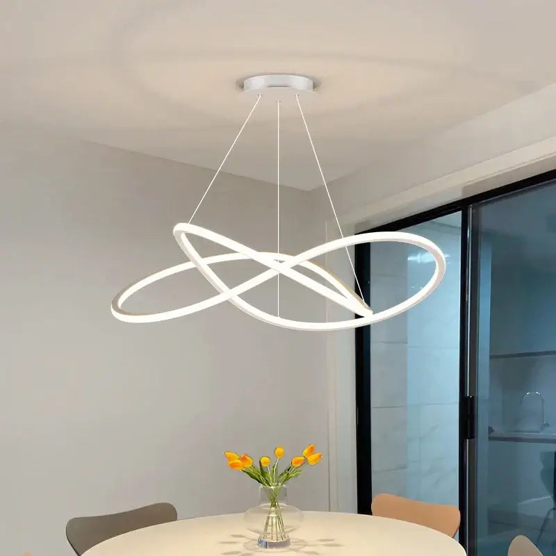 Modern minimalist interlocking ring led pendant lights dining room