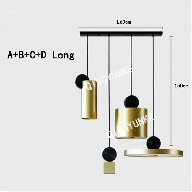 Modern brass and black led pendant light for kitchen