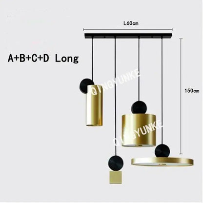 Modern brass and black led pendant light for kitchen