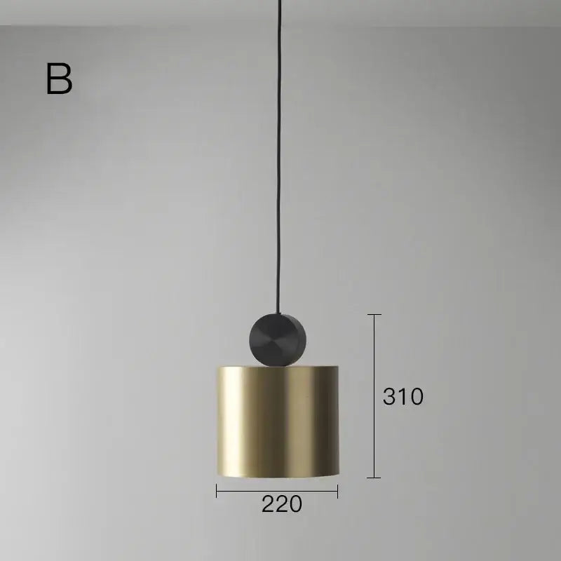 Modern brass and black led pendant light for kitchen