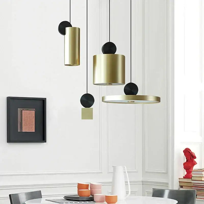 Modern brass and black led pendant light for kitchen