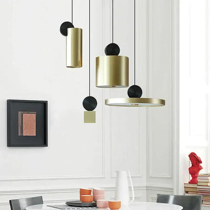 Modern brass and black led pendant light for kitchen