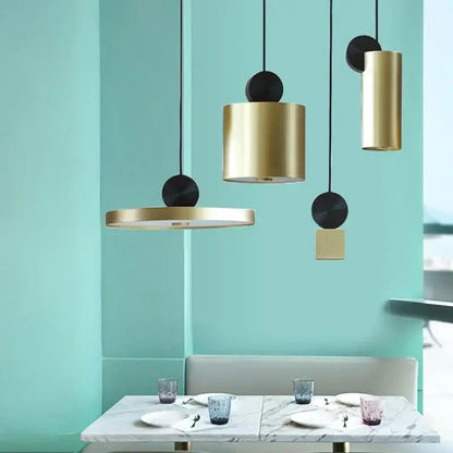 Modern brass and black led pendant light for kitchen