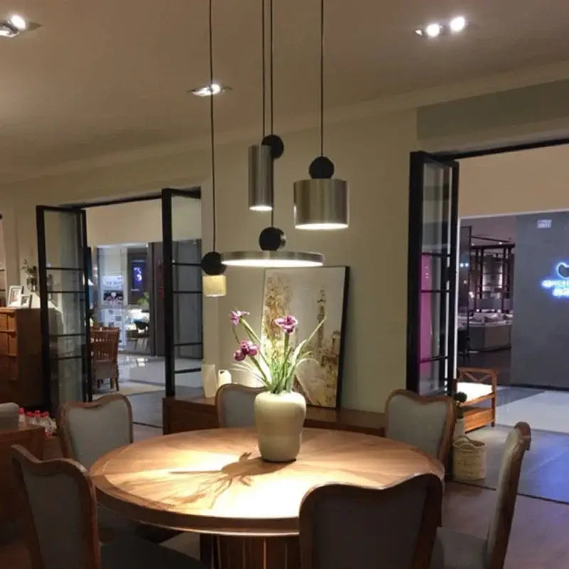 Modern brass and black led pendant light for kitchen